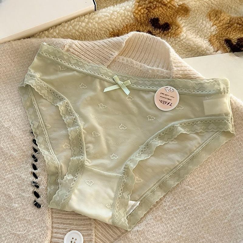 Ladies Summer Ultra Thin Sweet Lovely Lace Cotton Crotch Triangle Briefs