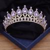 Baroque Purple Rhinestone Crystal Wedding Crown Silver Gold Colors Bridal Tiaras Party Prom Bride Headdress Hair Jewelry