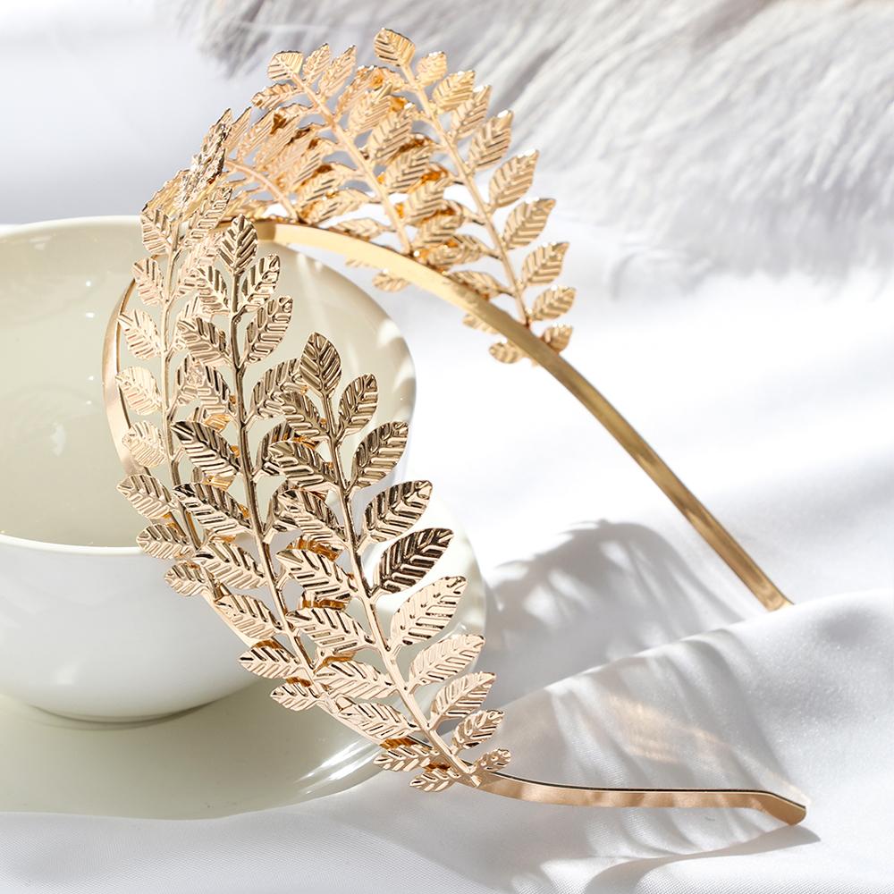 Retro Gold Leaf Wedding Roman Bride Greek Women Hair Accessories Bride Head Jewel Headband Head Tiaras Crown Jewelry Hair Hoop