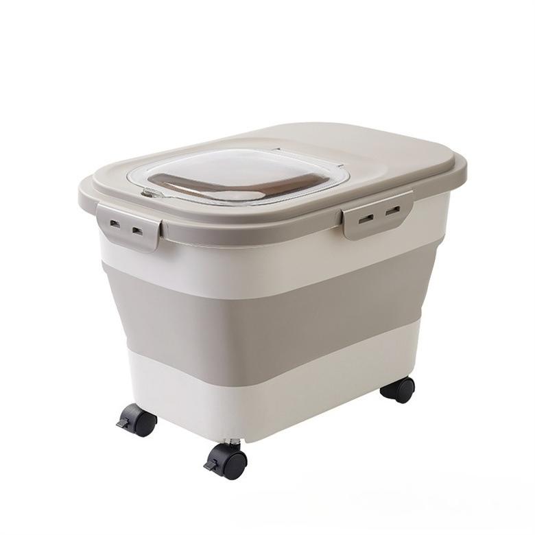 Collapsible with Wheels Cat Dog Food Storage Container Dry Pet Food Box with Lids Airtight Sealing Kitchen Grain Storage Boxes