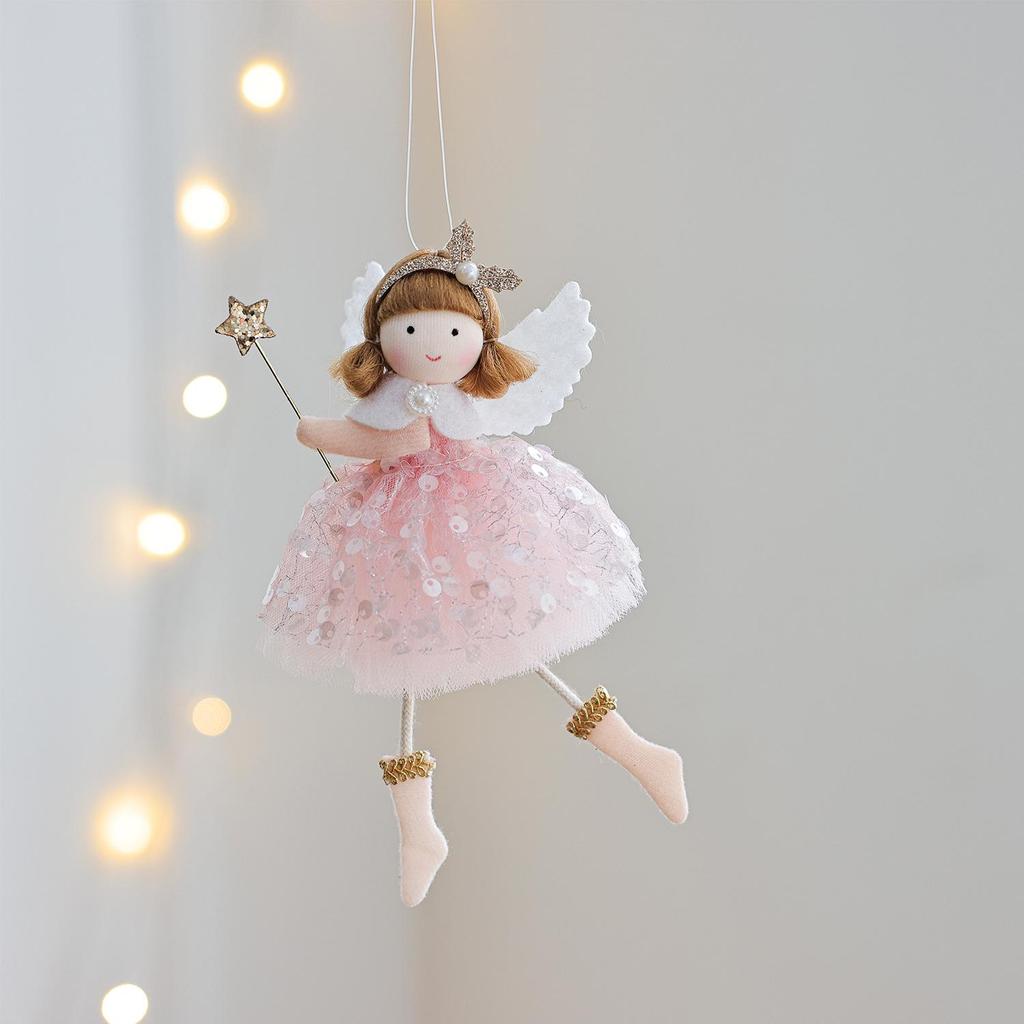 Creative Christmas Angel Fairy Doll Tree Ornament with Sequin Wings