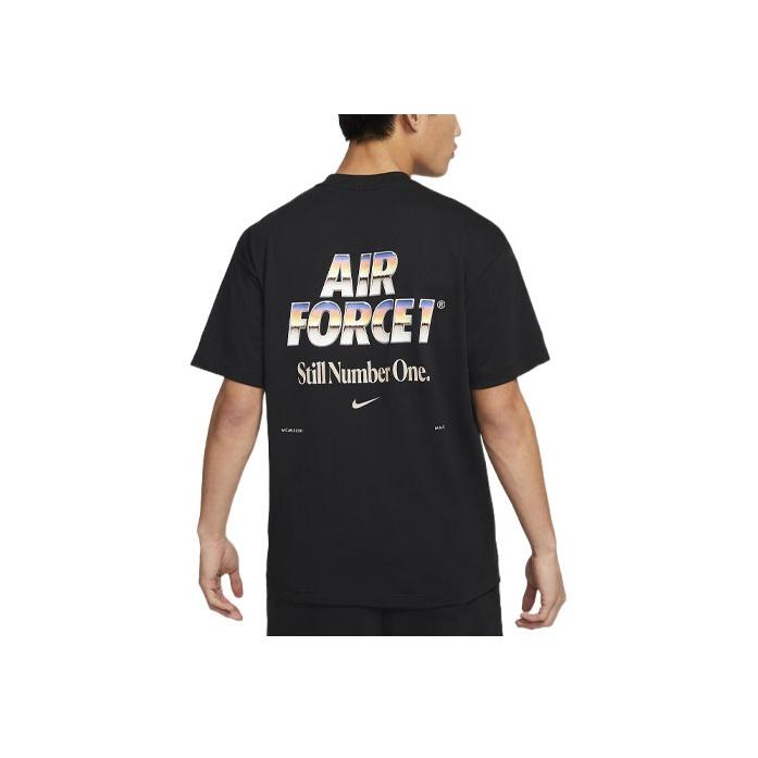 Nike Letter Print Straight-Cut Crew Neck T-Shirt Men Tops Black DR5756-010