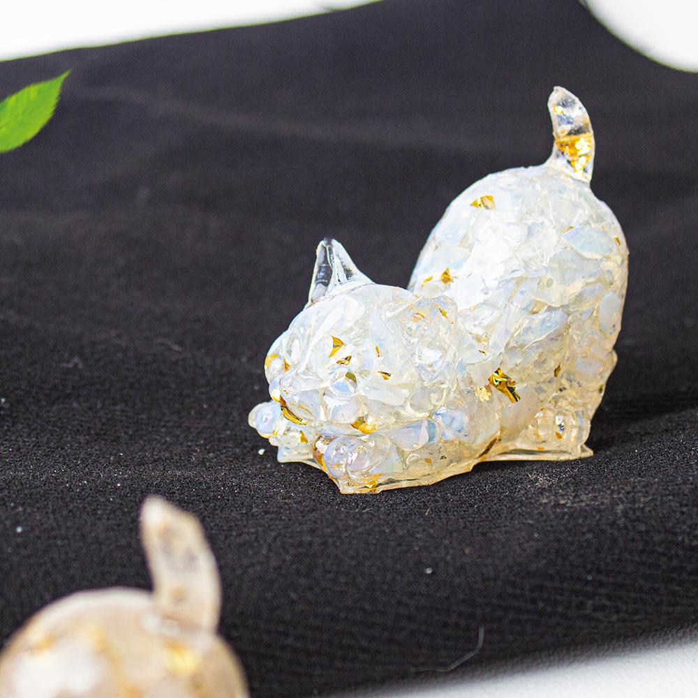 

Натуральный кристалл, смола, фигурка кошки, украшение для офиса, очаровательный котенок, настольный декор для дома, для гостиной и офисных помещений