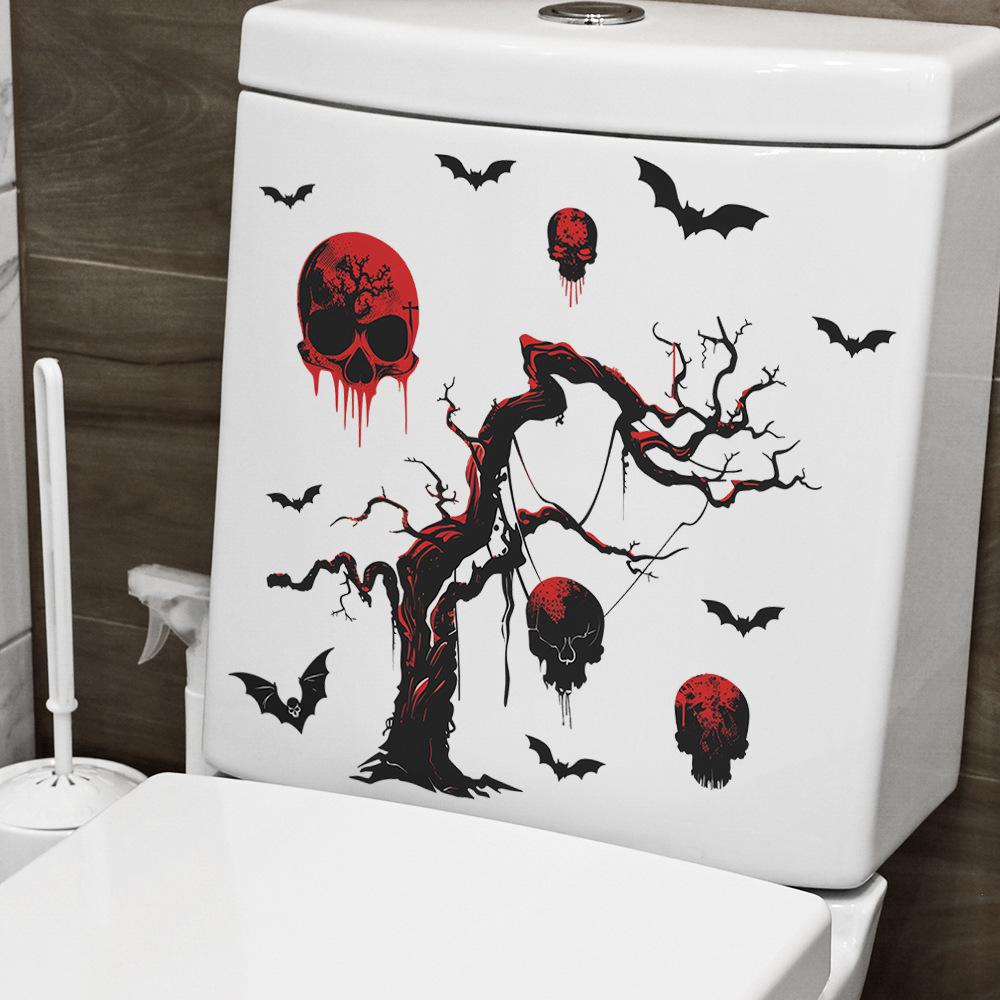 Fun-m189 Halloween Dead Tree Skull Bat Bathroom Toilet Decoration Sticker