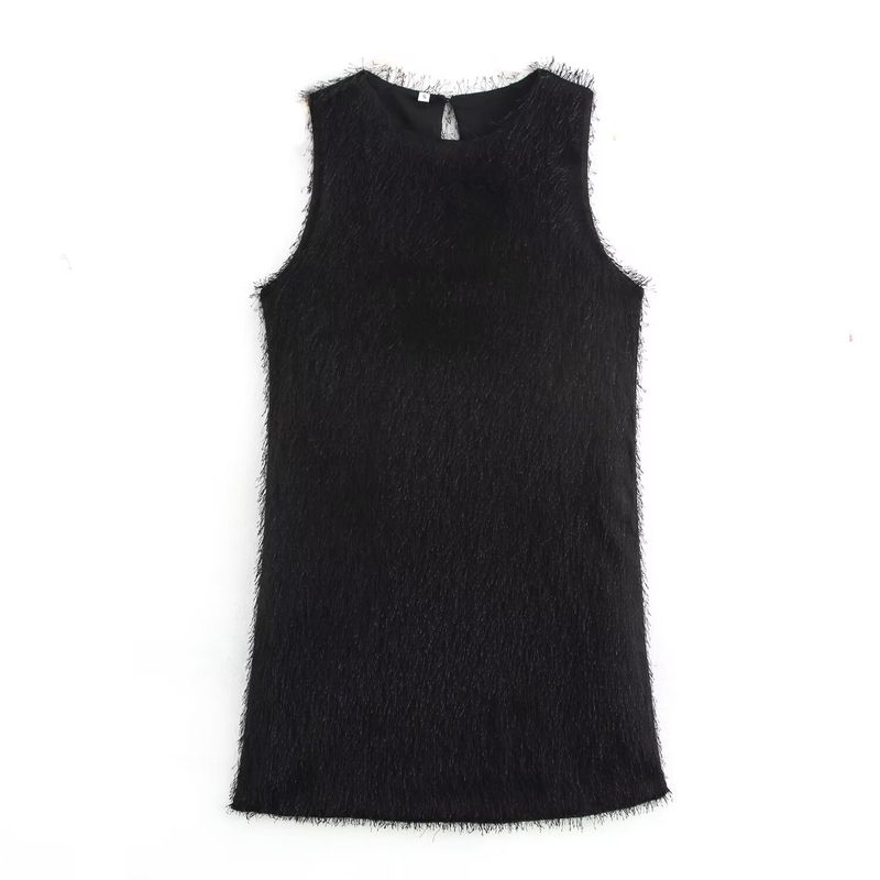 Kaslead New Arrival Women's Clothing Fashion Style Fashion Minimalist Tassel Sleeveless with Lining Dress