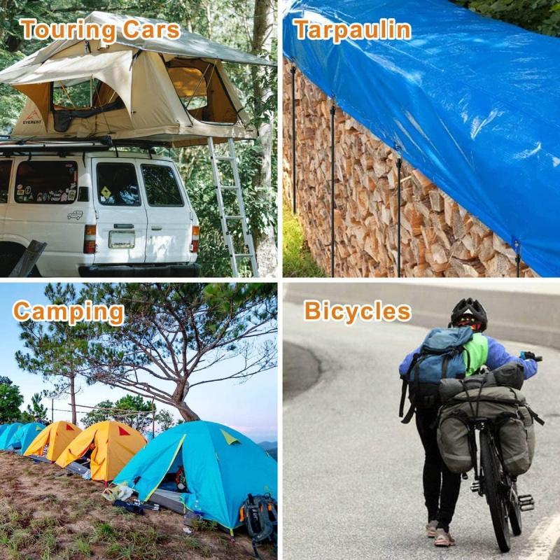24 Inch Bungee Cords With Hooks Heavy Duty Elastic Tie Down Straps For Tarps Luggage Tent Bike Camping Garden