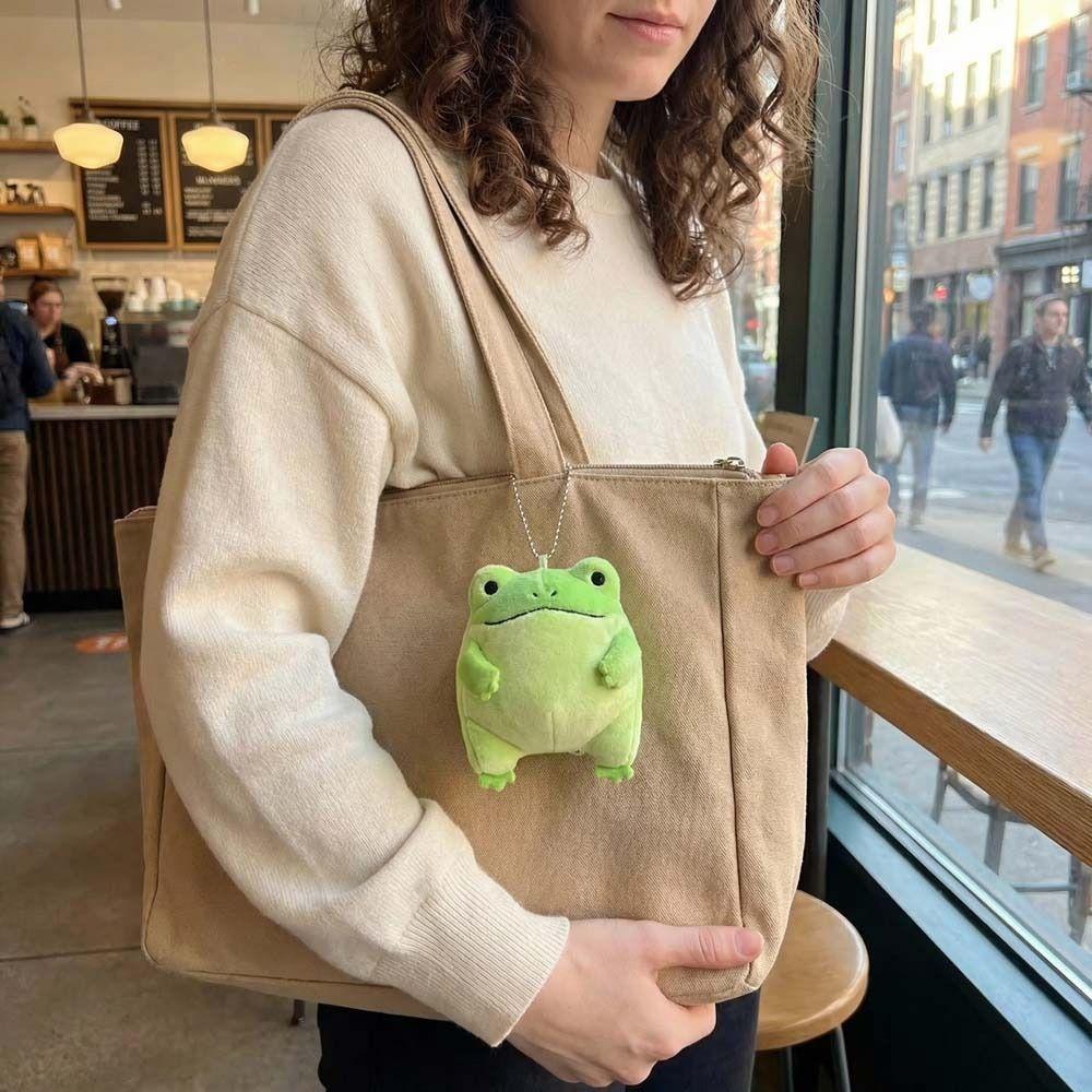 PP Cotton Green Frog Plush Toy Cartoon Style Stuffed Animal Doll Frog Plush Keychain Friends Gift