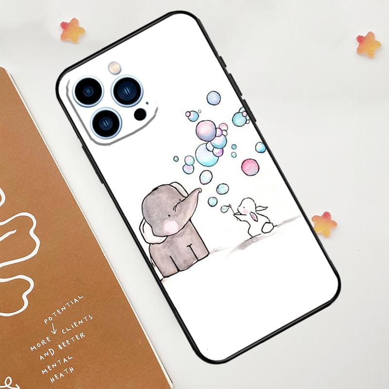 Cute Elephant Phone Case For iPhone 17 Pro Max 14 13 12 11 15 16 Pro Max Mini 15 Plus 16e 17 Air Funda