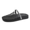 Summer New Fisherman Flat Bottom Round Head Baotou Half Slippers European and American Niche Fishing Net Woven Hollow Roman Cool Slippers