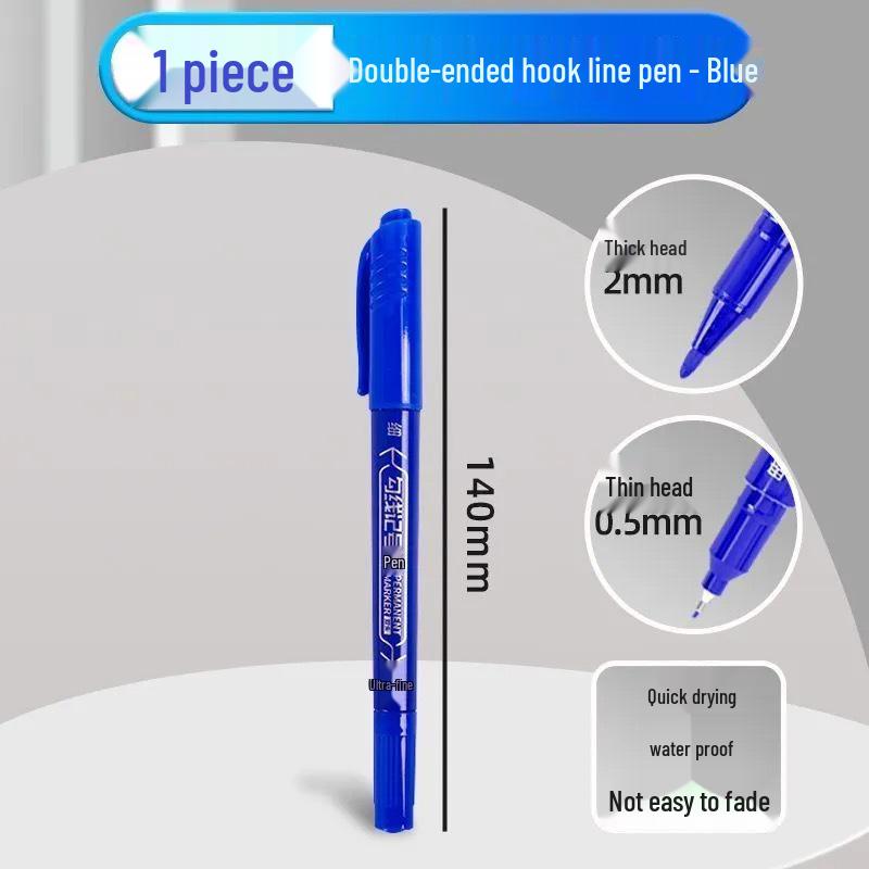 True Color Dual-Head Quick-Dry Fine-Tip Marker for Kids - Black, Waterproof, Oil-Based