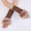 Diamond Shaped Short Gloves for Women Knitted Warm Half-finger Arm Sleeves