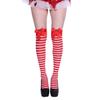 Sweet Bowknot Accent Thigh High Long Socks for Women Halloween Cosplay Parties Fishnet Striped Thigh High Stockings