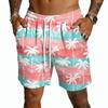 Men's Casual Drawstring Shorts Lightweight Quick Dry Five Inch Inseam Beachwear Hawaiian Print Summer Shorts
