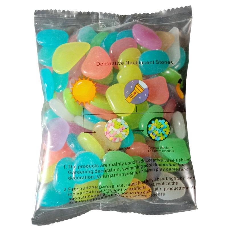 100 pcs Glowing Pebbles for Aquarium and Garden - 2cm Fluorescent Luminous Stones