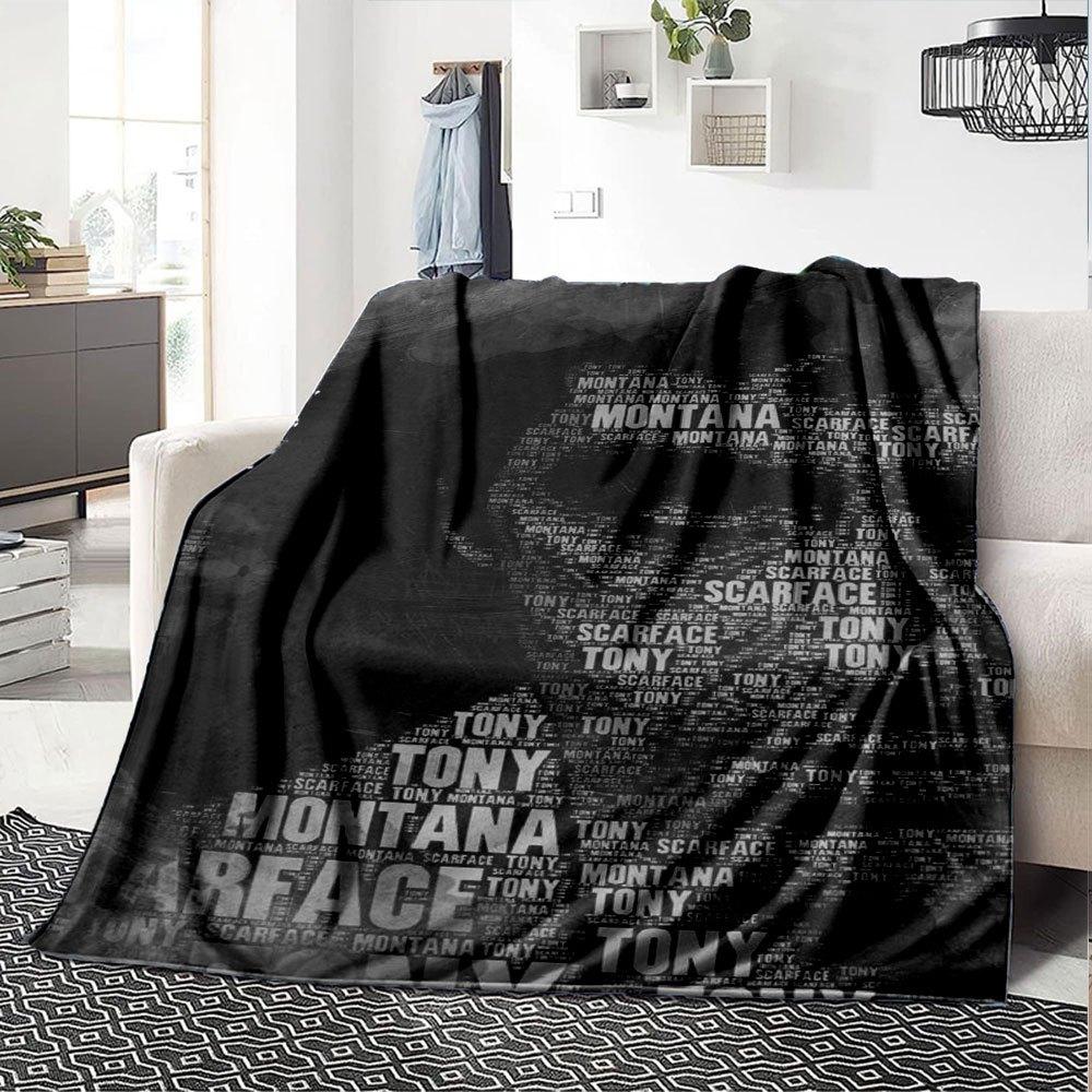 1pc Scarface-Inspired Flannel Blanket - Soft Cozy All-Season Throw for Bedroom, Sofa, Camping, Travel - Perfect Gift for Movie FansB28