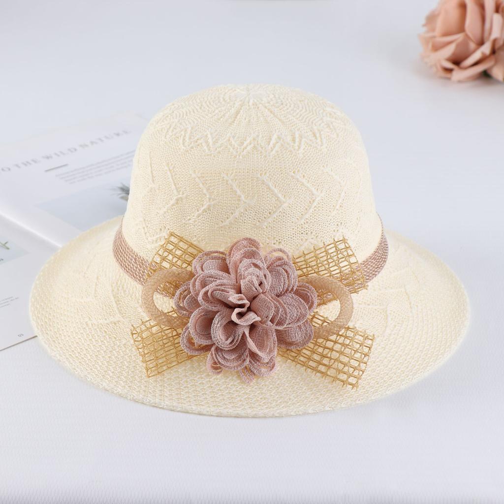 Summer New Women's Knitted Sun Hat Sunshade Hat Breathable Travel Flower Mom Fisherman Hat