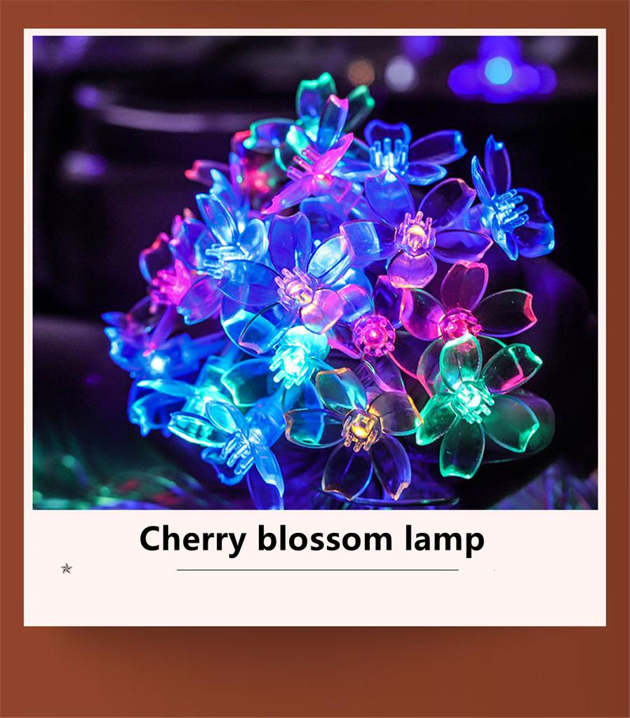 Cherry Blossom Flower Garland Lamp USB Operated LED String Fairy Lights Crystal Flowers Indoor Wedding Christmas Decors