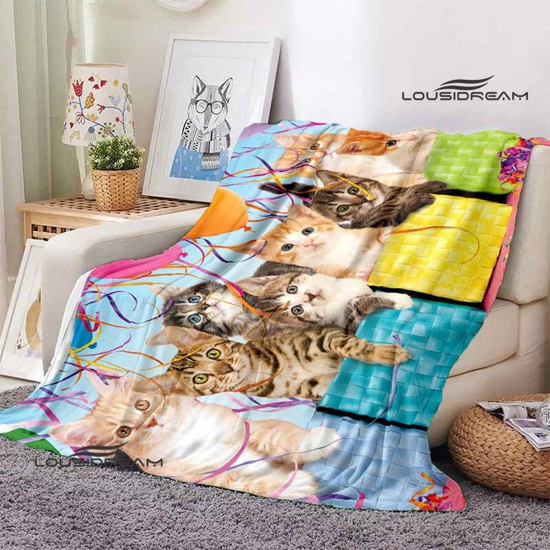 3D-Decke mit Katzendruck, modisch, hält die Decke warm. Flache Zutaten, weich und bequem, Heimreisebettdecke, Geburtstagsgeschenk