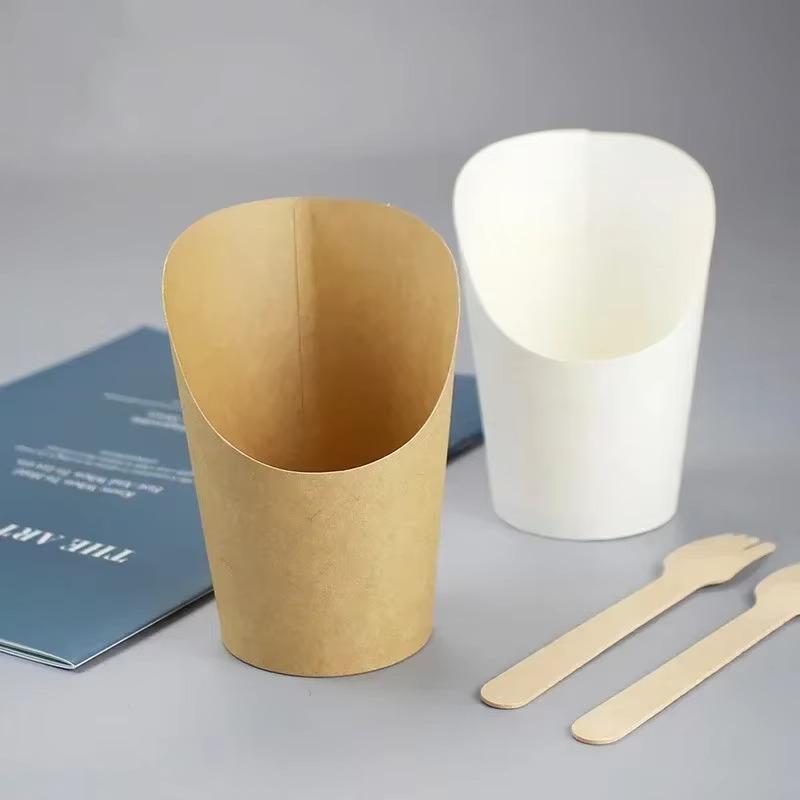 25/50/100pcs 14oz Disposable Egg Cup French Fries Holder Kraft Paper French Fry Cup Snack Dessert Potato Chip Box Party Supplies