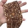 Coffee Wood Grain Stone Beaded Bracelet: Natural Round Beads Jewelry Accessory in Coffee Color