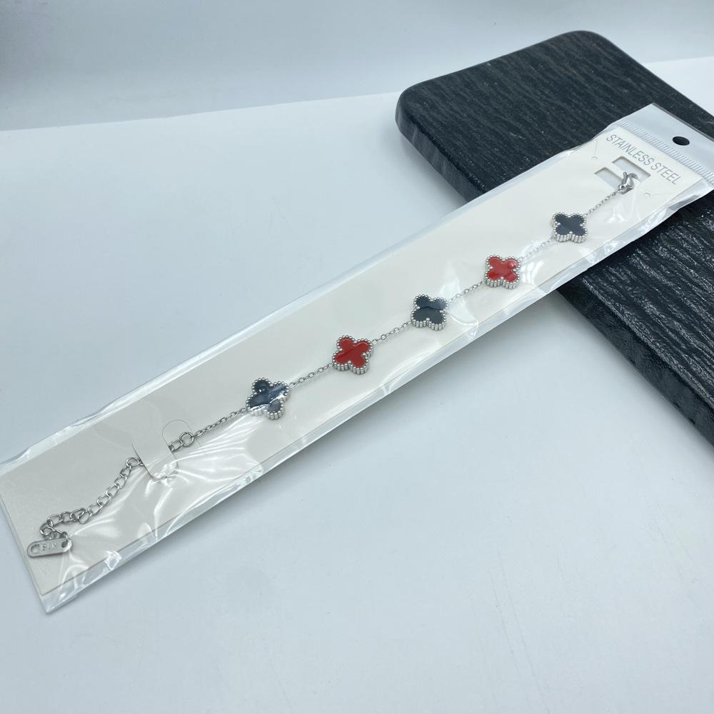 13mm Non-Fading Stainless Steel Four-Leaf Clover Bracelet for Women - Fresh Style