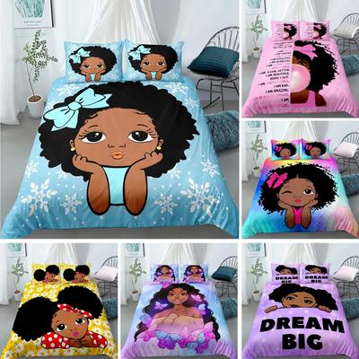 Funda Nórdica Afroamericana Niñas Niños Lindo Bailarina Princesa de Ballet Juego de Ropa de Cama Tamaño Doble Queen King Poliéster Funda de Edredón