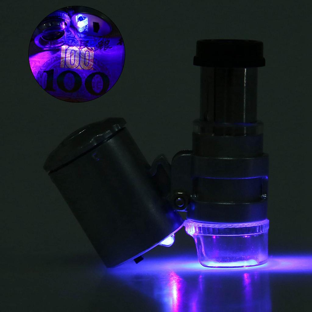 LED Microscope 60X Magnifying Glass, Portable Magnifier with Light, Bright LED Lights for Jewelry and Currency Inspection, In-Depth Lo