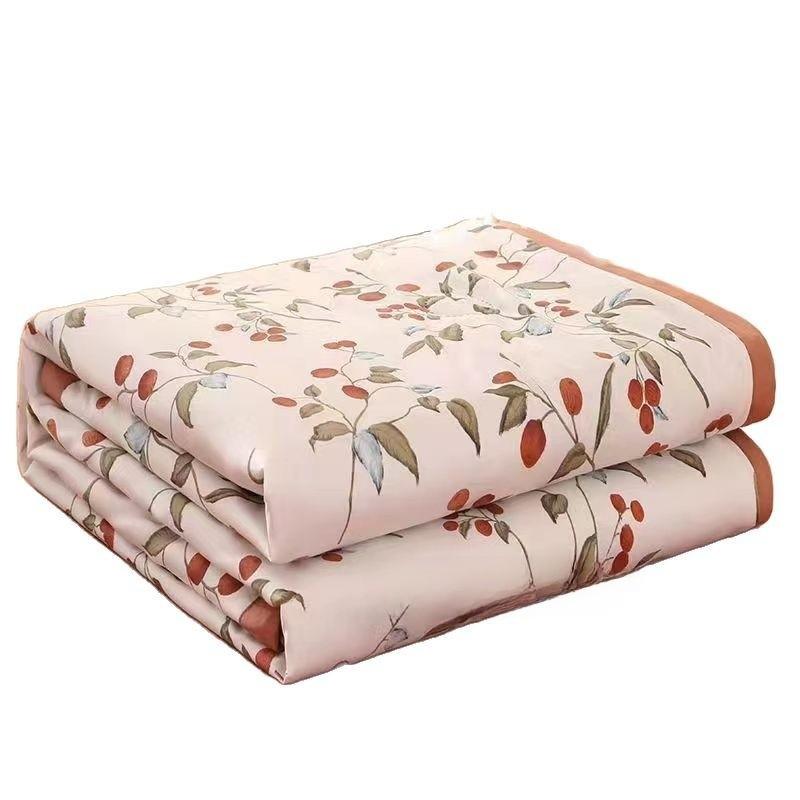 Airy Summer Lightweight Flower Printing Duvet With Quilting For Student Bedroom