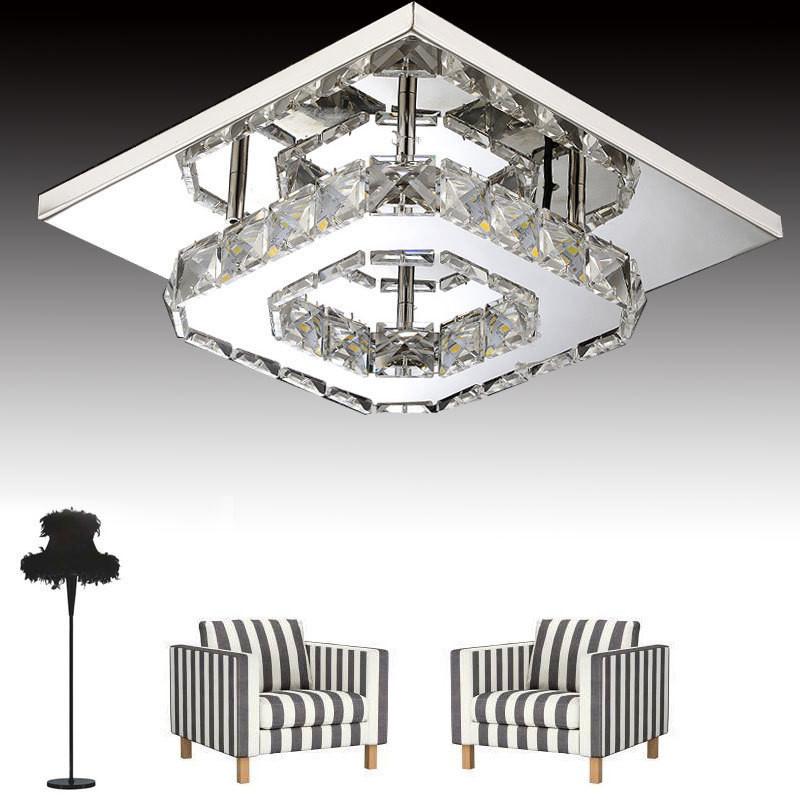 Elegant Square Crystal Led Ceiling Light Modern Minimalist Design For Living Room