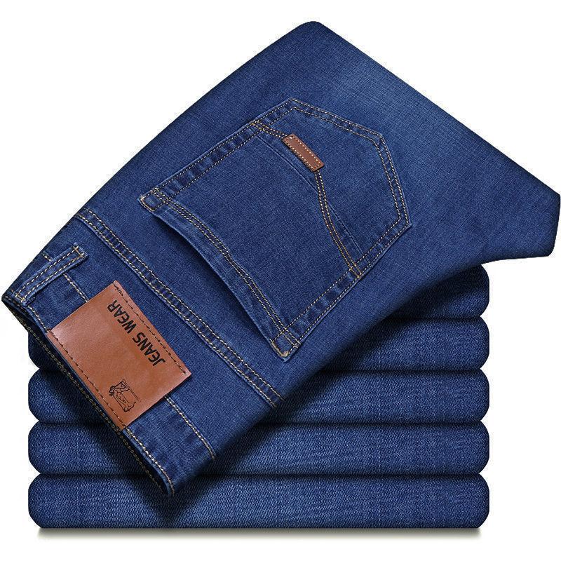 New Spring And Autumn Men'S Jeans Business Stretch Pants Casual Versatile Men'S Mid Waist Loose Summer Large Size Men'S Pants
