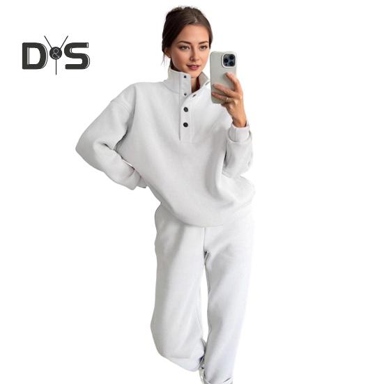 2 stk/sett Vår Høst Dame Topp Buksesett Ståkrage Langermet Genser Elastisk Høy Midje Maksimal Komfort Bukser Sport Fitness Treningsdress