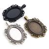 5 pièces 18x25mm Taille intérieure Plaqué Argent Antique Bronze Noir Style Mode Cabochon Camée Base Support Pendentif Apprêts pour collier
