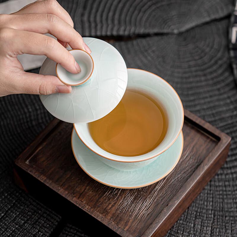 Ru Kiln Style Celadon Sancai Gaiwan Tea Bowl