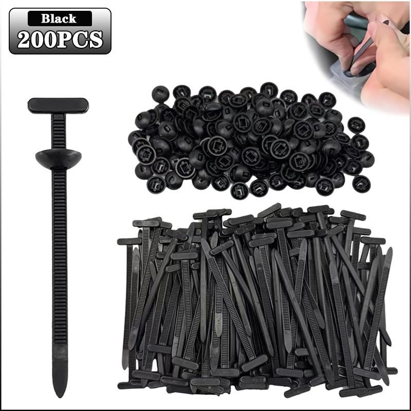 20-200PCS Heavy Duty Nylon Cable Tie Buckle with Pin Button Universal Zip Ties for Car Fender Engine Guard Trunk Lining Repair