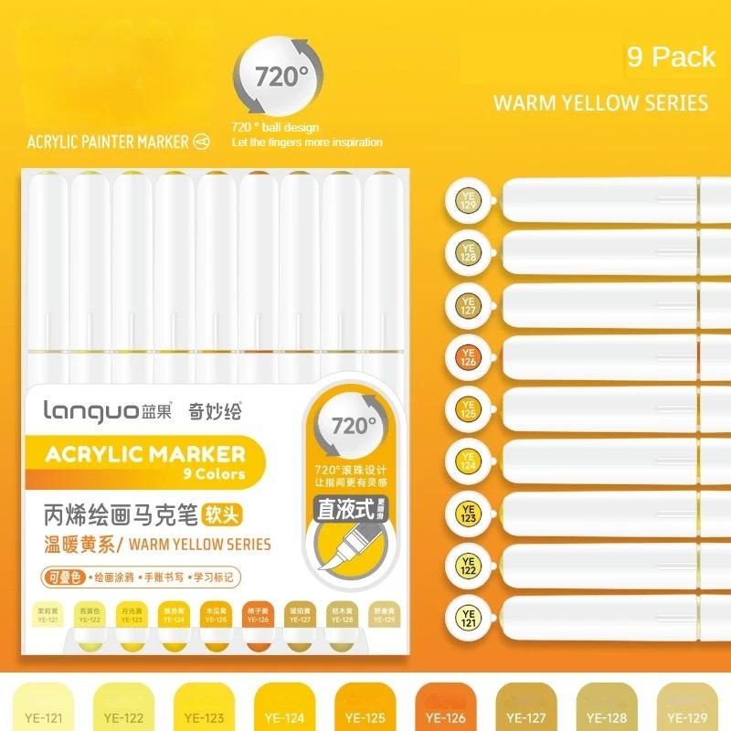 Languo 207/9 Colors Direct Liquid Color Acrylic Paint Pens Brush Marker Pen Painting DIY Card School Art Supply Stationery