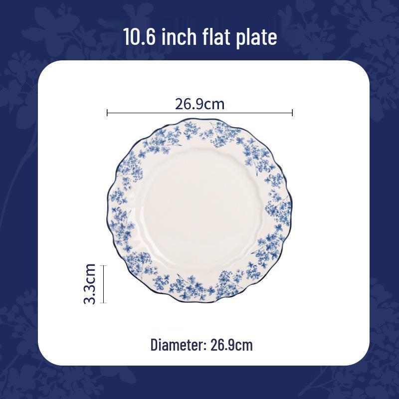 Shunxiang Jialan English Retro Ceramic Bowl & Plate Set - Underglaze Tableware for Soup & Rice.