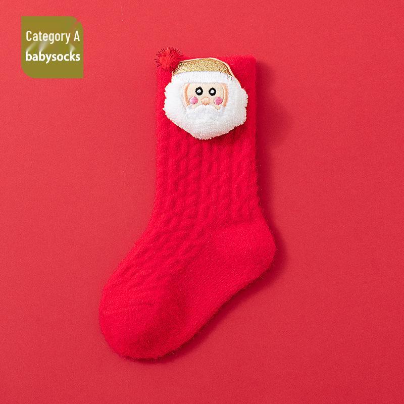Cozy Christmas Fleece Socks for Newborns and Toddlers, Warm and Festive Red for Boys and Girls.