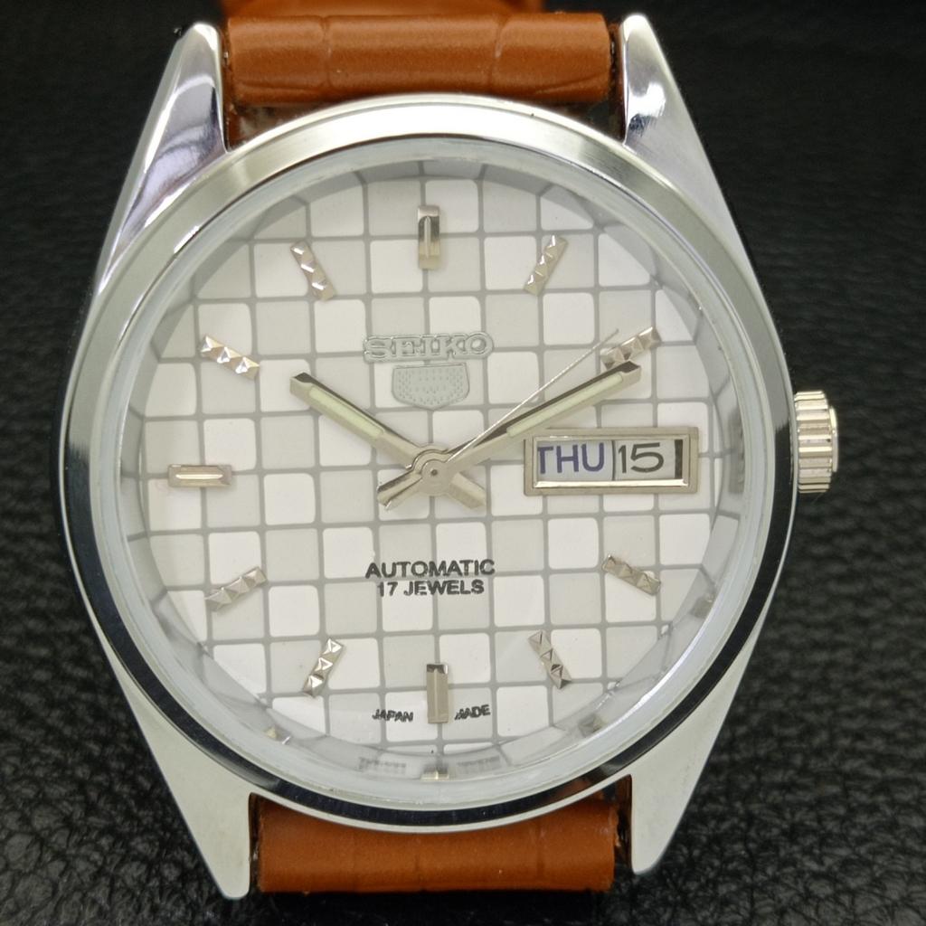 REFURBISHED SEIKO 5 AUTOMATIC MENS WATCH JAPAN MADE WHITE DIAL CUSTOM A440078-2 QV90-a440078