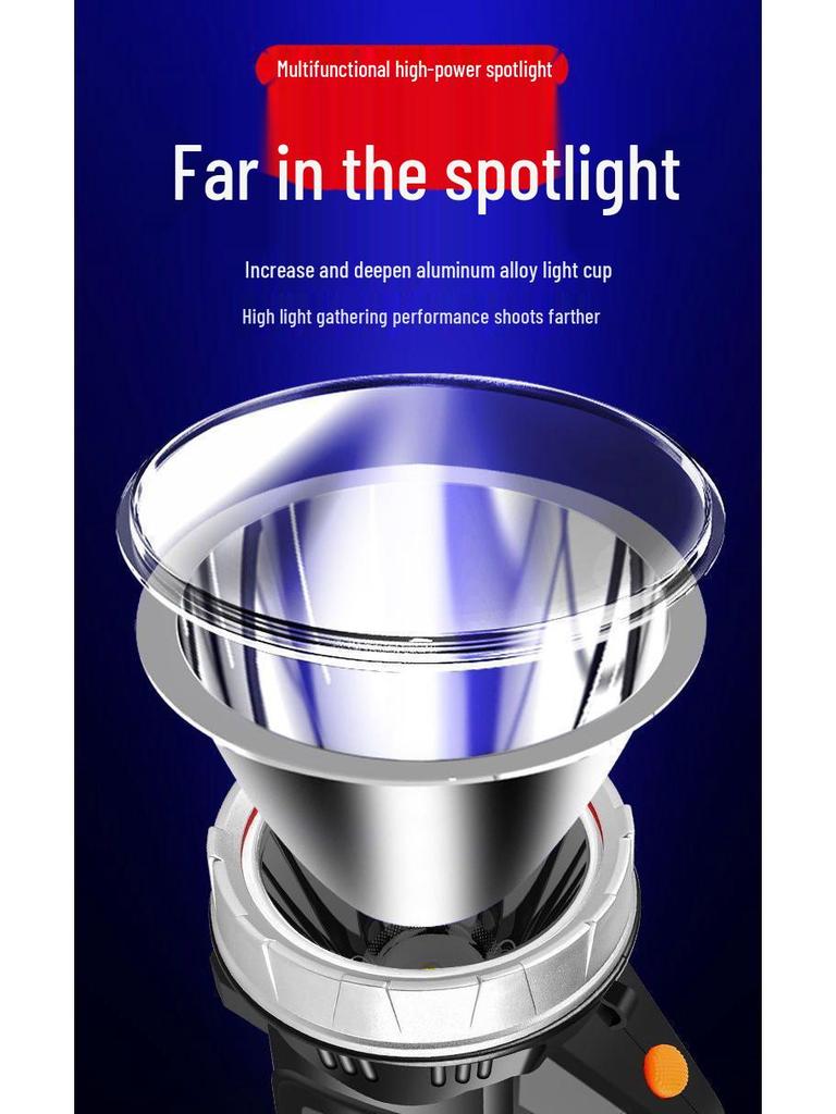 Rechargeable High-Power Spotlight: Handheld, Super Bright, Long-Range with Extended Battery Life for Outdoor and Household Use