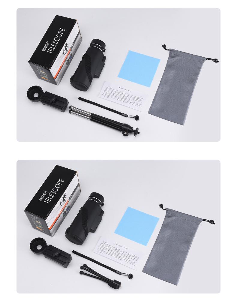 80x100 HD Monocular Telescope with High Magnification, Low-Light Night Vision, Phone Connectivity for Photography, Portable for Bird Watching