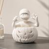 Blank PLA Sculpture for Art 3D Printed Pumpkin Boy Figurine, Unpainted White DIY Statue, Unique Tabletop Display Piece Halloween Mummy Sculpture,
