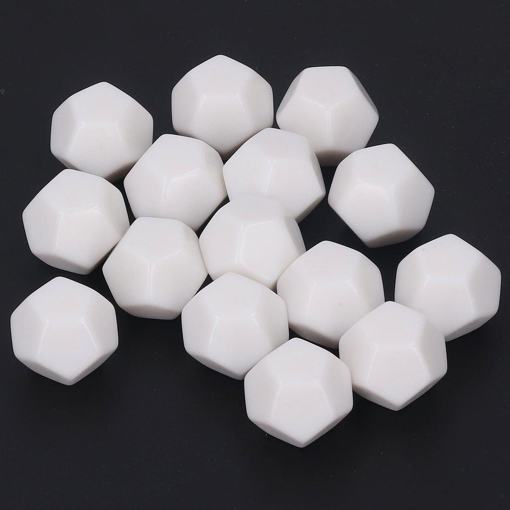 30PCS 12 Sided Blank Dice Plastic Write On Teaching Dice Cubes Polyhedral Dice Kit for Entertainment Education 2.2cm White