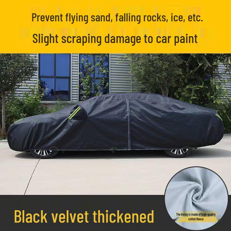 Oxford Cloth Universal Car Cover – Sun, Heat, Season, and Thick Hail Protection. 3-layer Black, Thickened Oxford Cloth