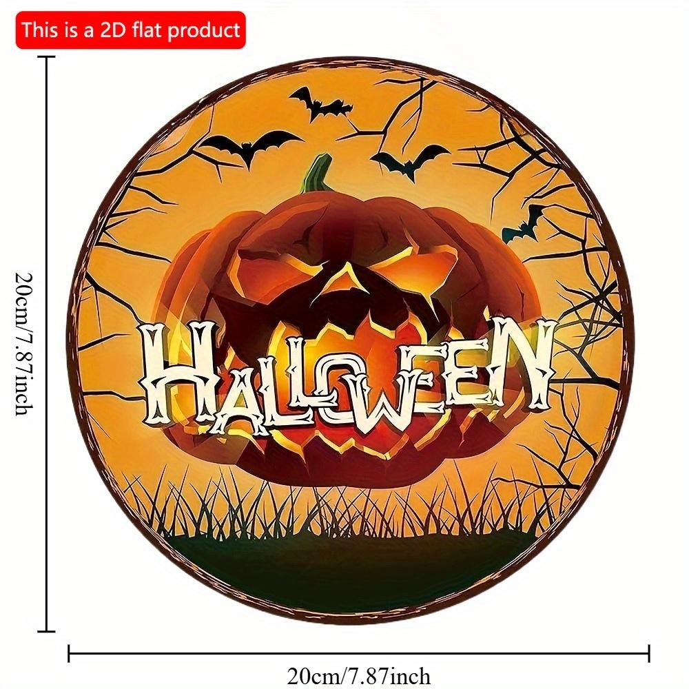 2d Flat 20*20cm, Halloween Home Decoration, Halloween Scary Pumpkin, Wooden Circular Decorative Logo, Creative Decorative Plaque, for Home, Kitchen