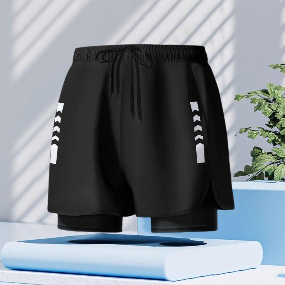 Kurze Hosen Badehosen Shorts Doppellagig Herren Jogginghosen Surfen