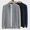 American Autumn/Winter Solid Color Zippered Knit Cardigan: Trendy Korean-Style Men's Outerwear
