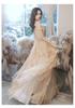 French Evening Dress 1011 New Banquet Temperament Long Champagne Celebrity Birthday Host Fairy Dress