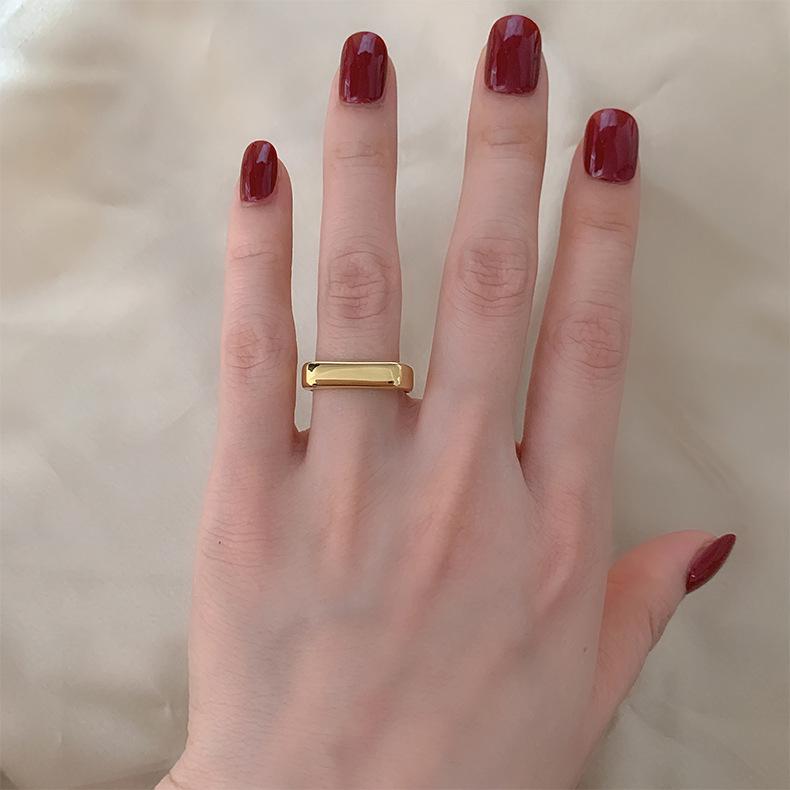 18K Gold-Plated Titanium Steel Wide Band Ring for Women