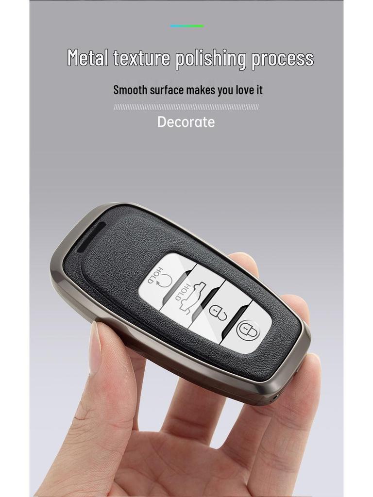 High-End Metal Key Case for Hongqi H9/H5/H7/HS7 - Full Wrap with Buckle Button for 21 Models