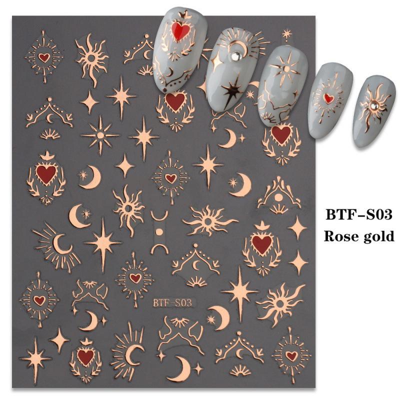 3D Heart Stickers For Nails Valentines Day Decorations Butterfly Manicure Decals